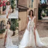 Sheer Neck Syrenki Suknie ślubne z odłączaniem Train 2022 Berta Backless Trumpet Full Lace Garden Ogrody Cywilna Sukienka Bridal Vestido Novia