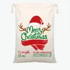 Kerstmis Santa Canvas katoentassen Grote biologische zware trekstring Gift Bag Gepersonaliseerd Festival Party Kerstdecoratie Fast Ship FY4249