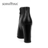 SOPHITINA Stivali con punta a punta sexy Fashion Zipper Tacco quadrato Solido fatto a mano Elegante Scarpe speciali Stivaletti da donna BY143 210513