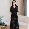 Frauen Chiffon Kleider Sommer Kurzarm V-ausschnitt Kleid Weibliche Blumen Printting Schmetterling Elegante 210514