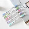 형광펜 1pcs 온화한 라이너 12 색 더블 향하고 마킹 사무실 학교 기호 드로잉 편지지 귀여운 둥근 비스듬한 포인트 펜