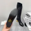 2022 COMBED Diz Botları Kadın Yumuşak Aşağı Ayakkabı Tasarımcısı Orta Topuk Ayakkabı Su Geçirmez Naylon Üst Kış Boot Büyük Boyut 35-41