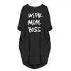 Basic Casual Dresses 2021 Fashion T-shirt Dress for Women Pocket Wife Mom Letters Print Midi Female Harajuku Punk Plus Size Summer