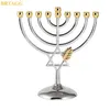 Brtagg Hanukkah Menorah Silver Color Pełny rozmiar Non Tarnnator - Je 9 Branch Candlestick Candle Holders Crissas Święty Prezent 211105