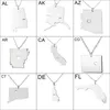 US State Map Anhänger Halskette mit Liebesherz Edelstahl Farbe American States Geography Outline Charm Halsketten Schmuck