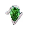 Water Drop 8ct Emerald Diamond Ring 100% Real Sterling Sier Party Wedding Band Rings for Women Lovar Engagement Smycken