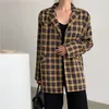 Stylish Office Lady Plaid Loose Chic Shoulder-Pad High Quality Fresh Geometric Women Casual Brief All-Match Blazers 210421