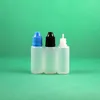 100 sets / partij 20ml plastic druppelaar flessen kindbestendige lange dunne tip PE VEILIG VOOR E LIQUE DAMP VAPT SAP E-LIQUIDE 20 ml