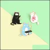 핀 브로치 주얼리 귀여운 음악 고양이 동물 만화 에나멜 핀 여자 여자 소녀 패션 금속 빈티지 핀 배지 도매 선물 선물 배달