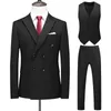 Três peças Terno dos homens Double Breasted Business Negócios Formal Casamento Clássico Vestido Vestido Slim Fit Tuxedo Vest Jacket Calças X0909