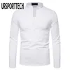 Ursporttech cor sólida t camisa homens manga comprida casual t-shirt tops roupas primavera outono streetwear moda t-shirts 220309