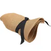 Breda randhattar kvinnor vikbar bowknot design sommar damer bärbar justerbar halm resa anti uv strand floppy sun hatt