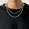 Tennis Crystal Chain Necklaces for Men Women Charm Shiny Rhinestone Clavicle Choker Necklace Goth Jewelry Bijoux Femme