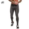 Jean slim pour hommes Super Stretch jean slim grande taille pantalon serré confortable jean en Denim gris 28-36 zm09