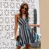 Повседневные платья 2022 Женщины элегантные луки узел A-Line Summer Sexy V-образное ремешок для ремня пляжные дамы без рукавов Slim vestidos