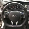 För Hyundai som leder Elantra Mistra New Tucson Lafesta Verna Diy Custom Handsewn Leather Carbon Fiber Car Steering Cover178g