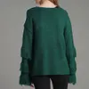 Elegante kantoor dame trui solide kwastje lange mouw v-hals losse gebreide trui vrouwen oversized jumper winter tops 210518