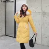 Velvet Thicken Faux Fur Long Parka Coat For Women New Winter Warm Cotton Padded Jacket Female Parkas Pocket Woman Outwear 210412