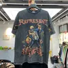 Men's T-Shirts Ins summer street Rock Skull Print wash water used print short sleeve Vintage crew neck T-shirt