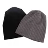 Geebro Kadınlar Yumuşak Dekoratif Desen Çizgili Pamuk Şapkalar İlkbahar Sonbahar Slouchy Bayanlar Kızlar Nervürlü Skullies Beanies Gorros 211119