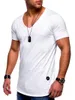 Camisetas sin mangas para hombres Modelos de explosión Tamaño grande Con cuello en V Estiramiento Color sólido Manga corta Camisa base juvenil Directo de fábrica V284r