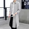 Mäns Mid-Length Windbreaker Jacket och Over-the-Knee Coat Chinese Style Mäns Road Robe Cardigan med ärmar Hanfu Gown 210819