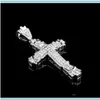 Halsband hängar juvelkryssare hiphop cross charm full is ut cz simulerade diamanter katolska korsfix kristen hänge halsband med lo