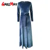 dress velvet Women Winter maxi Long Sleeve Elegant Ladies Party evening vestidos blue long es 210428