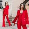 3 Pieces Red Women Blazer Suits Slim Fit Leisure Lady Photograph Wide Leg Pants Party Prom Outfit Coat(Jacket+Vest+Pants)