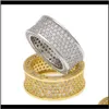 Band Drop Delivery 2021 Mens Hip Hop Gold Jewelry Fashion Gemstone Simulation Diamond Iced Out Rings For Men 1O3Bw