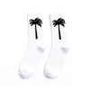 Street Fashion Happy Funny Coconut Palm Tree Rich Cotton Adult Middle Calf Crew Socks Sandy Beach Colorful Leaf Men