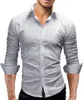 Marka 2021 Moda męska koszula Długie rękawy Topy Slim Casual Solid Color Mens Sukienka Koszule Mężczyźni XXL Mężczyźni