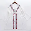 Women Remoidery Tunic Beach Cover Up White Swimwear Dress BOHO Summer Boemian Swim Goodwear Wearn Sarongs2978288