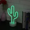 Neon Table Desk Lamp Cute Cactus Coconut Tree Christmas Pineapple Night Light Festival Party Decor Supplies Decoration