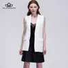 Bella mode gilet femmes sans bouton jaune veste femmes sans manches blazer veste blanc vêtements décontractés 210817