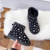 Kleine Jungen Kinder Winter Luxurys Designer Stiefel Mädchen klassische Schnee Knöchel kurze Schleife Mini Fell schwarz Kastanie rosa Bowtie Kinderschuhe Größe 8C – 3Y Mode im Freien