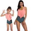 Family Matching Swimwear Mom Daughter Swimsuit Mother Bikini Bathing Suit Kids Outfits 210724