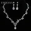Emmaya marca lindo aaa cz pedras definir branco de cristal festa de flores de casamento conjuntos de jóias para mulheres