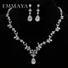 Brand Emmaya Magnifique AAA CZ Stones Set White Crystal Flower Party Mariage Bijoux pour femmes