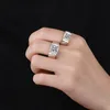 Vera moissanite da uomo con 2 diamanti brillanti rotondi, anello di fidanzamento, in argento sterling, con fedi nuziali, scatola inclusa