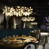 Modern Nordic LED Firefly Hanging Lamp Living Room Round Chandelier Modern Rose Gold/Black Kitchen Branch Pendant Lamps Lighting