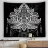 Tapisserie Mandala blanc noir soleil et lune, tenture murale, serviette de plage, tapis de Yoga, décoration de maison, couverture 5027966