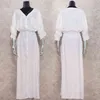 Seksi Bikini Kapak-UPS Beyaz Pamuk Tunik Cusual Yaz Plaj Elbise Zarif Kadın Artı Boyutu Giymek Yüzmek Suit Kapak Up Q1111 210420