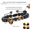 Pulsera de hebras con cuentas de piedra de lava volcánica ajustable 8 mm Difusor de aceite esencial de yoga Pulseras trenzadas Brazalete Equilibrio curativo para hombres Mujeres