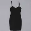 Gratis Kvinnors Svart Bandage Dress Sexig Sling Bodycon Mini Celebrity Club Night Party Vestidos 210524