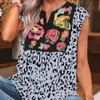 Gentillas mujeres sueltas blusas más tamaño 5xl viaje vacaciones tops casual floral estampado leopardo patchwork camisa retro ropa 210421