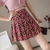 Jupes Rose imprimé fleuri femmes Preppy Style taille haute été étudiant jupe plissée mignon doux école danse Mini S-XXL