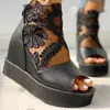 Spring Women Sandals High Heel Casual Etniska Open Toe Wedges Platform Höjd Ökande Chunky Ladies Skor Zapatos de Mujer Y0721