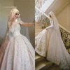 Abiti da sposa musulmani abito da sposa da sposa 3D Applique floreali in pizzo floreale maniche lunghe in perline Riesce Train su misura per il castello arabo fatto arabo fale arabo Dubai Vestido de novi 403