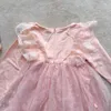CC pink 1-6Y baby girl splicing tulle lace dress infant toddler princess tutu flying sleeve party children guaze clothing 210529